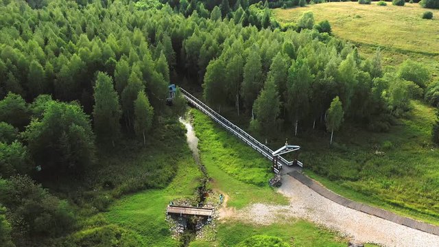 Aerial view from the Volga River Source. Village Volgoverkhovye, Tver region, Russia