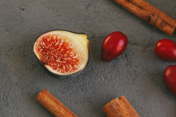 Close up shot of fruit and spices for glint wine cooking