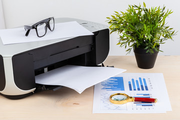 Modern printer machine for home use close up