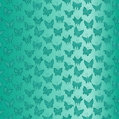 Seamless pattern with butterflies in turquoise hues