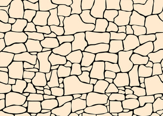 Stone Wall Pattern Vector Texture Illustration, Stone Wall Silhouette Vector Texture Illustration, Stone plate paving seamless pattern. Seamless vector abstract pattern. Black white tracery texture