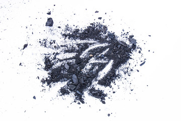 Black coal dust powder isolated on a white background