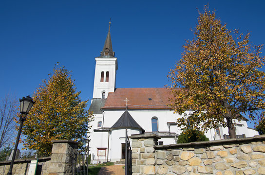 Church in the autumn, Europe, Czech Republic, Malenovice, Borová