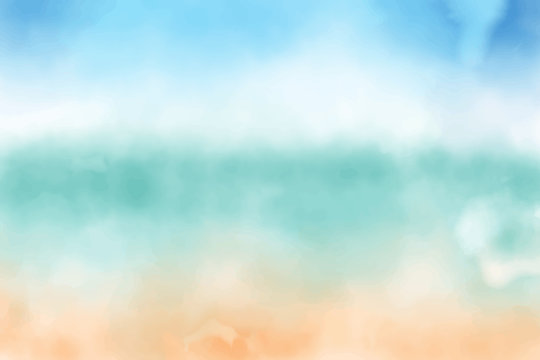 blue sky and sand beach watercolor background eps10 vectors illustration