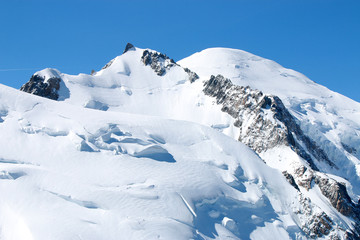 Fototapeta na wymiar Gipfel des Mont Blanc von der Aguille de Midi. Chamonix. Frankreich