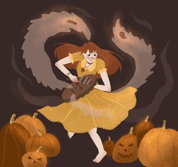 Dance with a tambourine 