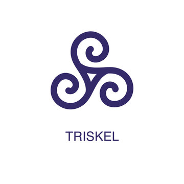 Triskel element in flat simple style on white background. Triskel icon, with text name concept template