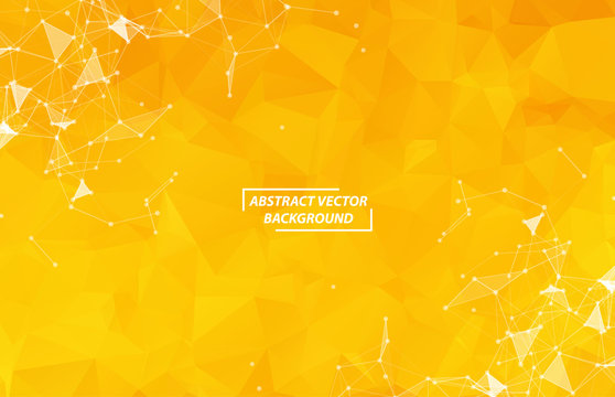 Abstract Geometric Yellow Polygonal Background Molecule And Communication. Connected Lines With Dots. Concept Of The Science, Chemistry, Biology, Medicine, Technology.