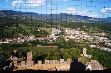 View of Poppi from the tower of the Counts Guidi in Poppi, Tuscany, Italy