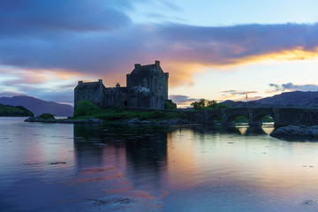 Fototapeta na wymiar Eilean Donan Castle is one of the most visited and important attractions in the Scottish highlands , at the point where three great sea-lochs meet , Kyle of Lochalsh , Scotland