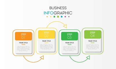 Vector infographic design template with 4 options or steps. Can be used for process diagram, workflow layout, info graph, annual report, flow chart. Vector Illustration