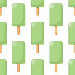 Bright flat seamless pattern with ice cream. Vector geometric hot summer Illustration for local farm market or some handmade icecream with background