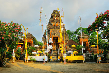 balinese temple with decoration for ceremony in Bali -Indonesia