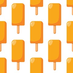 Bright flat seamless pattern with ice cream. Vector geometric hot summer Illustration for local farm market or some handmade icecream with background