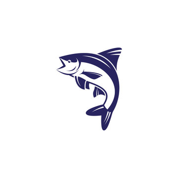 salmon fish logo. fish fishing emblem for sport club.