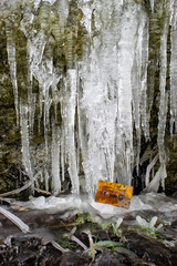 Frozen retro cassette tape in ice