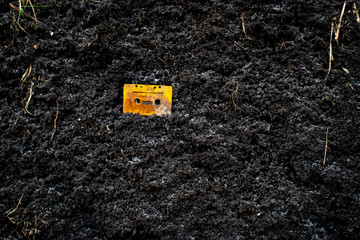 Retro cassette in dirt background