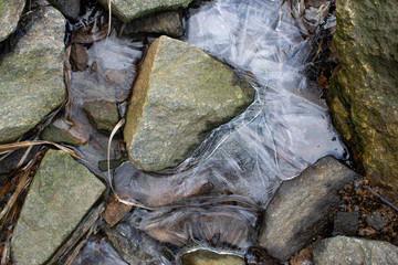 stones in frozen water
