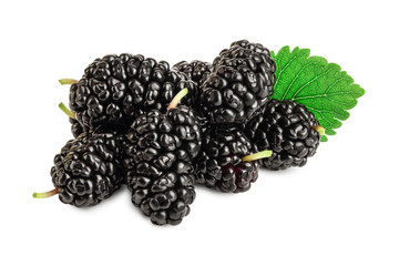 Mulberry with leaf isolated on white background