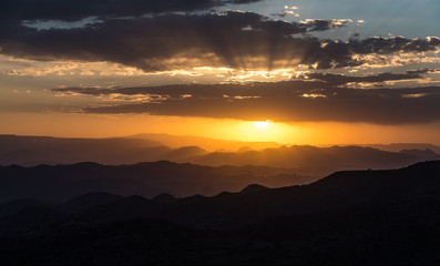 sunset in the highlands of Lalibela, Ethiopia