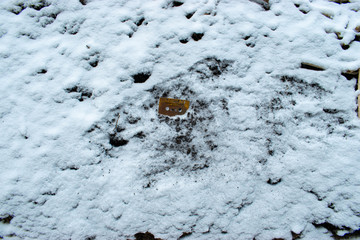 Snow background with cassette tape