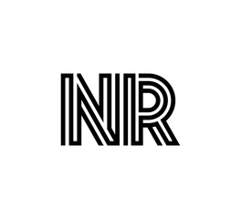 Initial two letter black line shape logo vector NR
