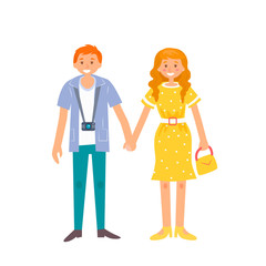 Illustration of a happy couple. Flat style. Happiness, love, Valentine's day.