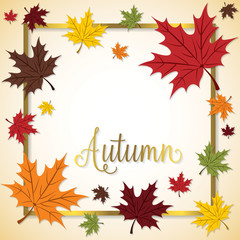 Fall Leaf Thanksgiving frame card in vector format.