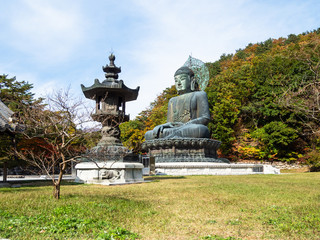 Fototapeta na wymiar Statue Buddha Tongil Daebul in Sinheungsa, Korea