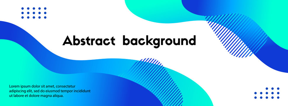 Vector Abstract Long Banner. Blue Gradient Liquid Fluid Shapes And Text. Background For Social Media Cover