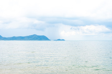 Mountains landscape at sunrise - cloudy sky in pastel colors for your design.