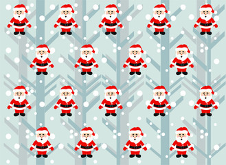 Christmas pattern with santa claus on a gray background with snowflakes