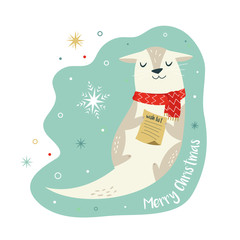 Christmas vintage card with cute holiday otter