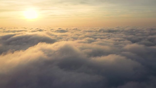 Aerial view above the clouds during the morning, Croatia.