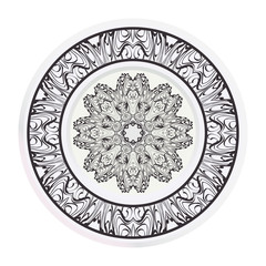 Decorative round plate with mandala from floral elements. Vector illustration. Home decor, interior design. matching decorative plates for interior design