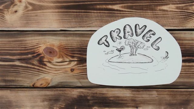Travel draving island and coctail
