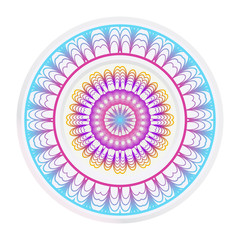 Decorative round frame and floral mandala ornament. Vector illustration. For kitchen decoration