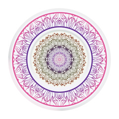 Decorative round ornament. Frame decoration with floral mandala. Vector illustration