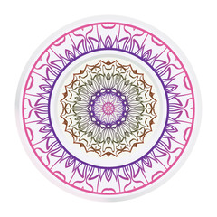 Decorative round ornament. Frame decoration with floral mandala. Vector illustration