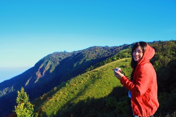 hiker in mountains