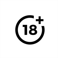 18 plus icon in trendy flat style isolated on background.18 plus icon page symbol for your web site design 18 plus icon logo, app, UI. 18 plus icon Vector illustration, EPS10. - obrazy, fototapety, plakaty