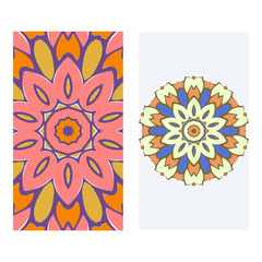 Set of two invitation card template with mandala. Vector illustration