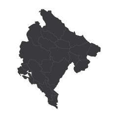 Montenegro map on white background vector, Montenegro Map Outline Shape Black on White Vector Illustration, High detailed black illustration map -Montenegro.