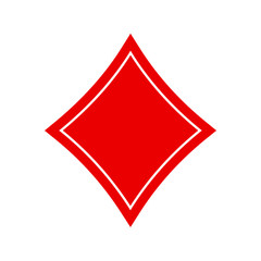 Obraz premium Poker playing card suit red Diamonds outline shape single icon. Diamonds suit deck of playing cards used for ace in Las Vegas casino. Single icon illustration isolated on white. Drawing pic for tattoo