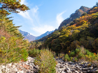 dry river in colorful mountains in Seoraksan