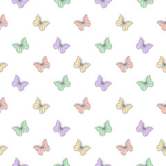 Seamless Pattern with butterflies concept in the white backdrop