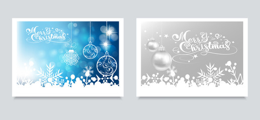 Fototapeta na wymiar Christmas cards for your design. Two images with Christmas balls for holiday and New Year decoration. Vector image.