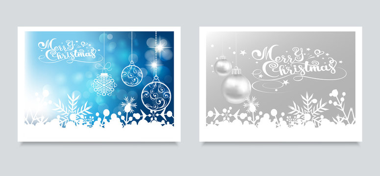 Christmas cards for your design. Two images with Christmas balls for holiday and New Year decoration. Vector image.