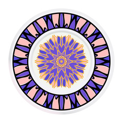 Creative round frame and floral mandala. Vector illustration