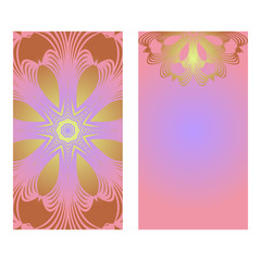 Obraz premium Creative invitation card template with floral round mandala. Vector illustration. Pastel color